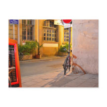 Menu, Bicycle, Shadow Frankrike utanför restaurang