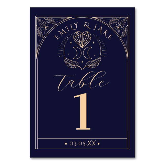 Menu Bord Tarot Mystic Crystal Måne Numbers Bordsnummer (Framsidan)