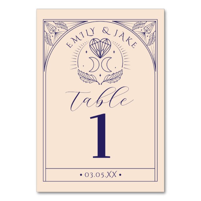 Menu Bord Tarot Mystic Crystal Måne Numbers Bordsnummer (Framsidan)