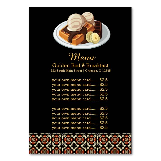 Menu Breakfast Bordsnummer (Framsidan)