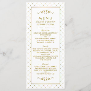 Menu Bröllop för Modern vit och guldfold Foil Effe Meny