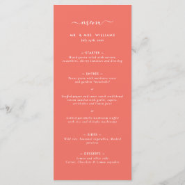 Menu Bröllop i Modern Coral Minimalist Meny