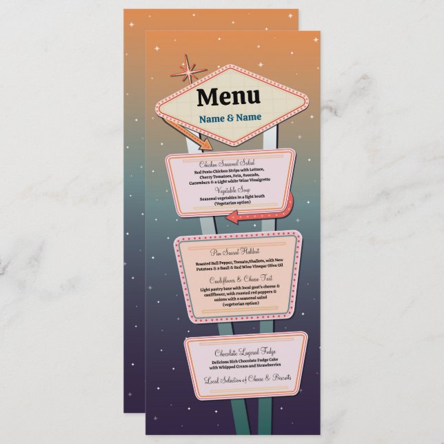 Menu Bröllop Las Vegas Casino Reception Meny (Fram/baksida)