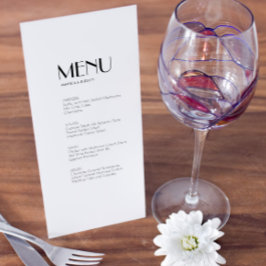 Menu Bröllop med minimalistisk modern Art Deco Meny
