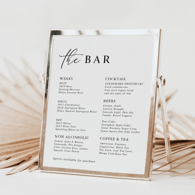 Menu Bröllop Pub i vitt, modernt, minimalistiskt (Skapare uppladdad)