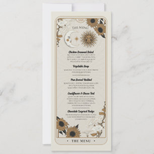 Menu Bröllop Tarot Sol Måne Mottagning Party Inbjudningar