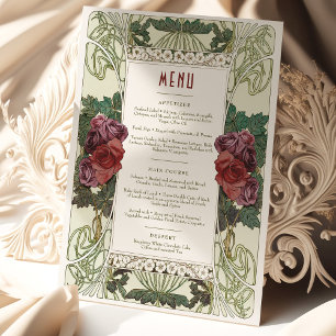 Menu Bröllop Vintage Art nouveau av Mucha Dinner Inbjudningar
