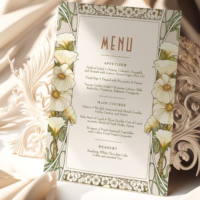 Menu Bröllop Vintage Art nouveau av Mucha Inbjudningar (Skapare uppladdad)