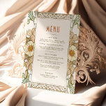 Menu Bröllop Vintage Art nouveau av Mucha Invati Inbjudningar<br><div class="desc">Menykort i Art nouveau stil för din vintage-temade bröllop av Alphonse Mucha i en blommigt, romantisk och visuell design. Viktorianska blommor kompletterar klassisk konst deco typsnitt. Ange din anpassningsbar så är du klar. Om du vill ändra designen ytterligare klickar du på den blå knappen "Anpassa den". Tack så mycket för...</div>