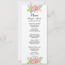 Menu Bröllopapper Elegant Blommkort