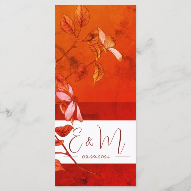 Menu Burnt Orange Terracotta Blommigt Meny (Baksida)