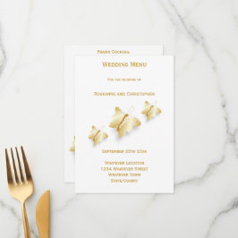 Menu Butterflies Design Guld Bröllop Meny