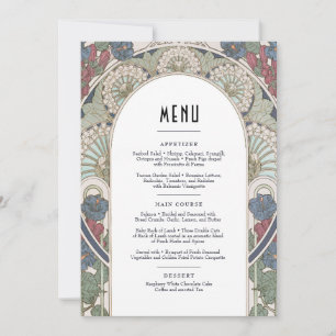 Menu Card Burgundy Art nouveau Mucha Inbjudningar