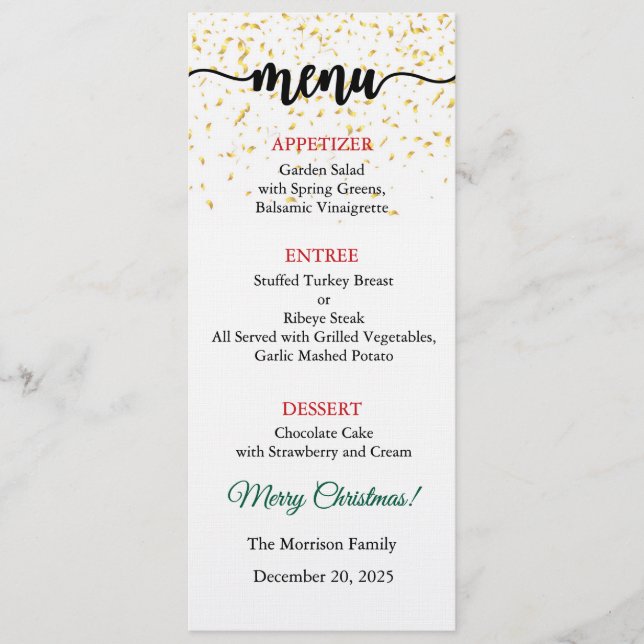 Menu Card, Christmas Menu, Dinner, Lunch Inbjudningar (Framsida)