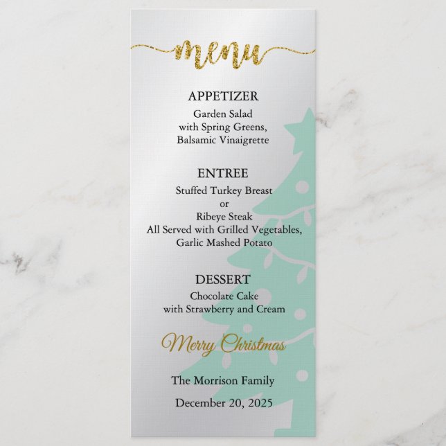 Menu Card, Christmas Menu, Dinner, Lunch Inbjudningar (Framsida)