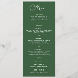 Menu Card - Wrighttsville Manor Suite Meny