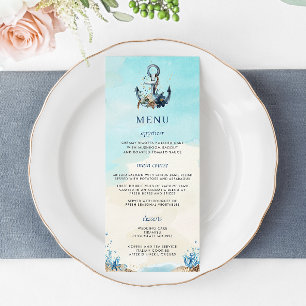 Menu chic Nautical Anchor Beach Seashore Bröllop Program