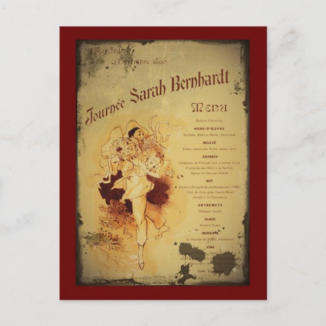 Menu de la Journee (Menu) Vykort (Framsida)