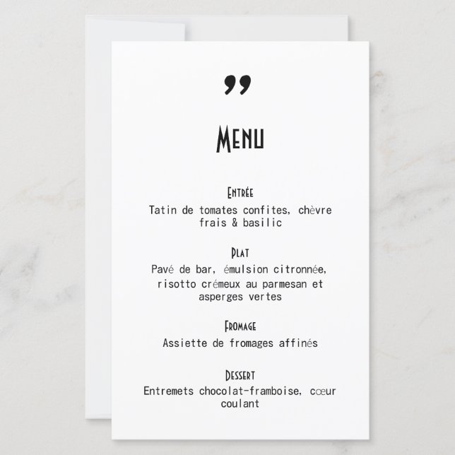 Menu de mariage Apostrophe (Framsida)