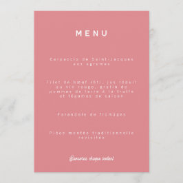 Menu de mariage Colorus - Rose Meny
