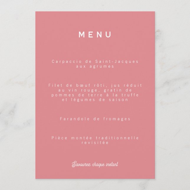 Menu de mariage Colorus - Rose Meny (Framsida)