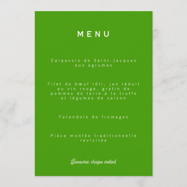 Menu de mariage Colorus - Vert Citron Meny (Framsida)