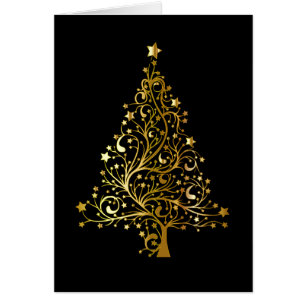 Menu-design för Black och Guld Sparkly Julgran OBS Kort