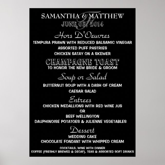 Menu DIY black and white party Poster (Framsidan)