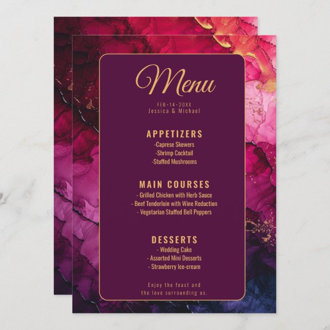 MENU + DRINKS Celestial Elegance Marble Meny (Fram/baksida)