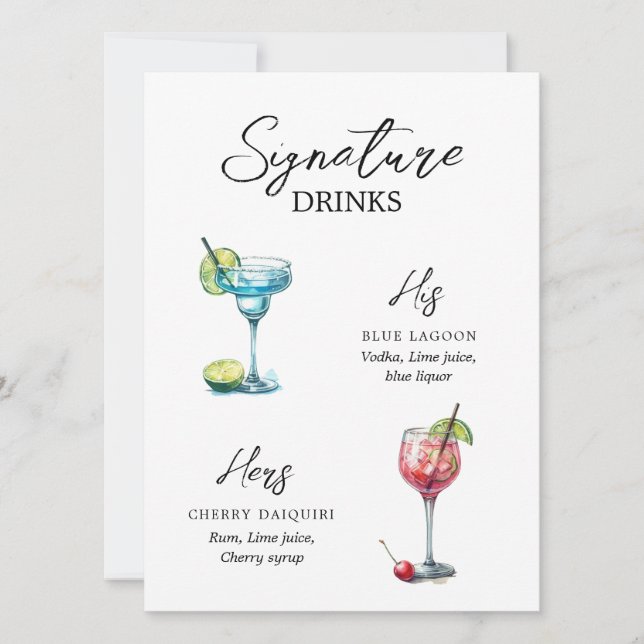 Menu Drinks de Assinatura em Aquarela (Framsida)