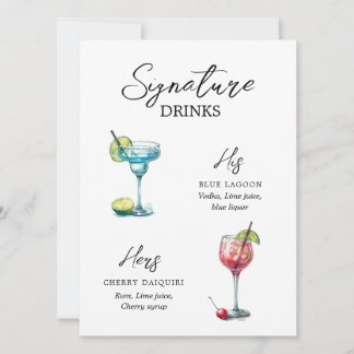 Menu Drinks de Assinatura em Aquarela