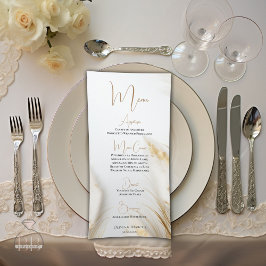 Menu Elegant Bohemian Blommigt Guld Pampas