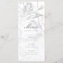 Menu Elegant bröllop Simple Modern Blommigt Silver