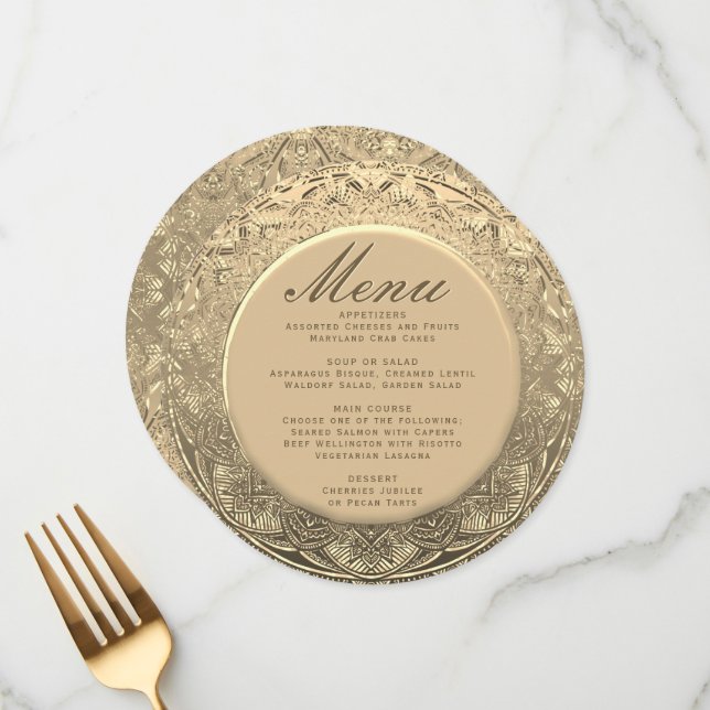 Menu Elegant Guld Ornate Meny (Fram/Back In Situ)