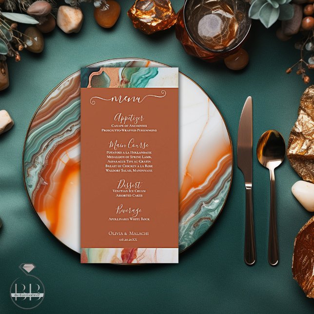 Menu Elegant Modern Abstrakt Agate Terracotta (Skapare uppladdad)