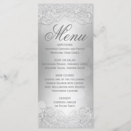 Menu Elegant Silver Faux Glitter Meny