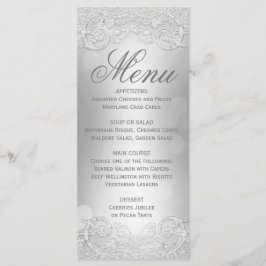 Menu Elegant Silver Faux Glitter Meny