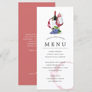 Menu flaska & Red Vin Stil Occassion Firande Meny