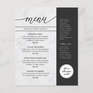 Menu Flyer-meny för Modern vit Grått Restaurant Flygblad