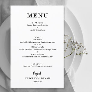 Menu Flyer på Bröllop-menyn i budgeten