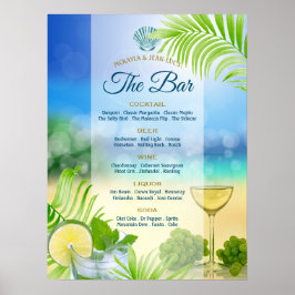 Menu för Beach Wedding Mojito Vin Handflatan Open Poster