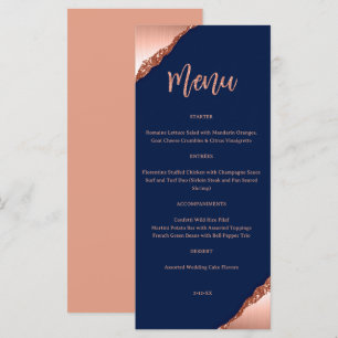 Menu för Blue och Coral Glitter Bröllop Meny