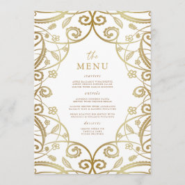 Menu för bränd Orange Guld Glitter Snöre Bröllop Meny