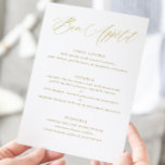 Menu för den moderna Eleganten Guld Calligraphy Br Meny<br><div class="desc">Menyn Modern och Elegant Guld Bröllop: Den här romantiska bröllop-menyn har elegant-kalligrafi och enkel linjer.</div>