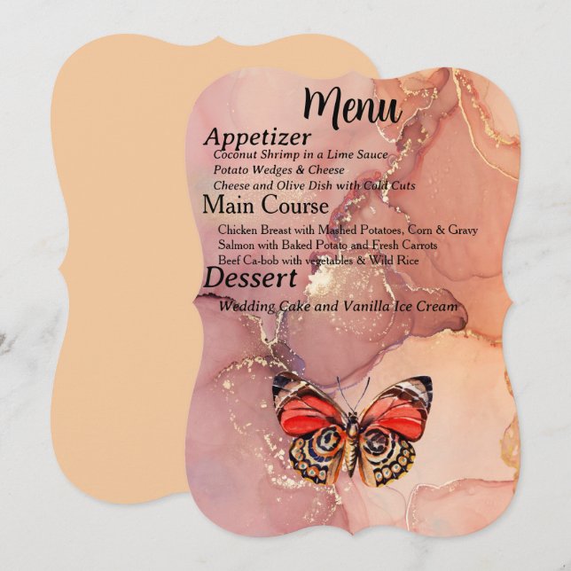 Menu for Fall Wedding Event w Träd & Butterflies Meddelande (Fram/baksida)