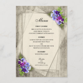 Menu för Geometric Rustic Elegant Pansies Bröllop Meny