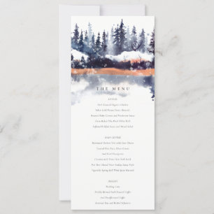 Menu för Gräs-skogen Snö-Bröllop i Winter-floden Inbjudningar