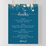 Menu för Greenery Boho Wildblomman Navy Bröllop Dr Poster<br><div class="desc">Denna gröna boho-meny för bröllop-drycker i marinen poster är perfekt för ett bröllop. Utformningen har vattenfärgsrosa,  ,  gult och vita vilda blommor som ordnats i eleganter.</div>