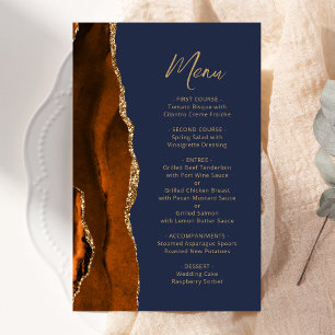 Menu för hela budgeten rost Guld Agate Navy Bröllo