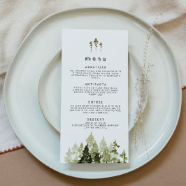 Menu för JENNA Rustic Watercolor Gräs Träd Bröllop Tack Kort